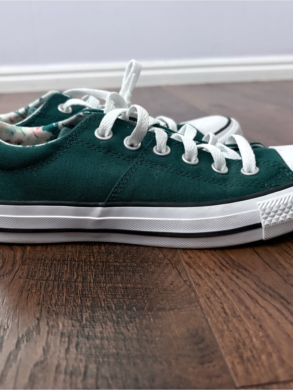 Converse Floral Canvas Sneakers in Teal and White - Picture 2 of 3
